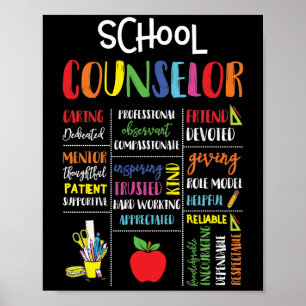 School Counselor Caring Dedicated Friend Devote Poster