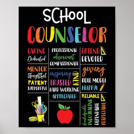School Counselor Caring Dedicated Friend Devote Poster (Voorkant)