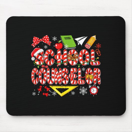 School Counselor Christmas Candy Canes Lover Funny Muismat (Voorkant)