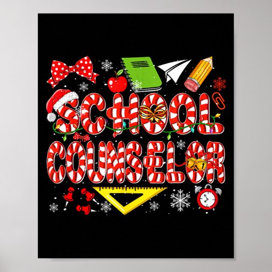 School Counselor Christmas Candy Canes Lover Funny Poster (Voorkant)