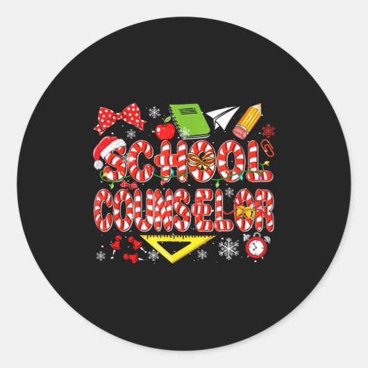 School Counselor Christmas Candy Canes Lover Funny Ronde Sticker (Voorkant)