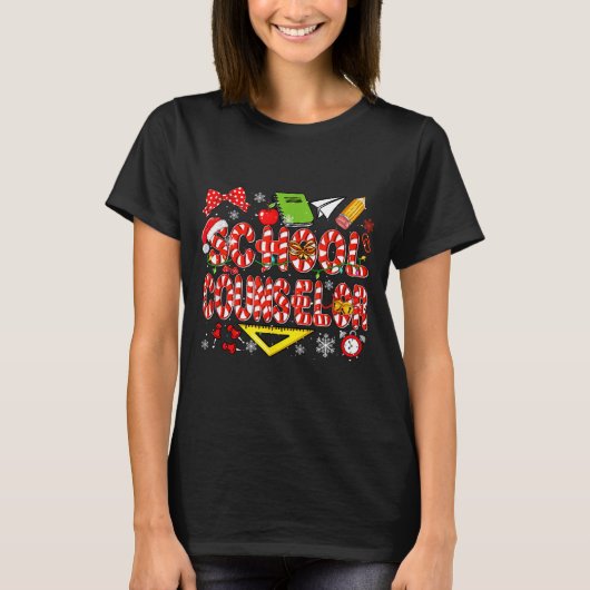 School Counselor Christmas Candy Canes Lover Funny T-shirt (Voorkant)