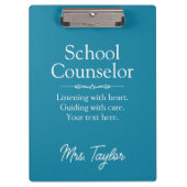 School Counselor Custom Modern Calming Diep Blauwg Klembord (Voorkant)