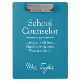 School Counselor Custom Modern Calming Diep Blauwg Klembord
