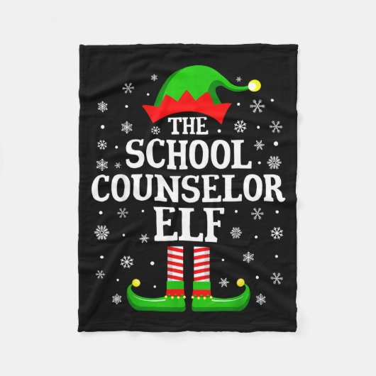 School Counselor Elf Funny Christmas Family Matchi Fleece Deken (Voorkant)