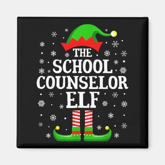 School Counselor Elf Funny Christmas Family Matchi Magneet (Voorkant)