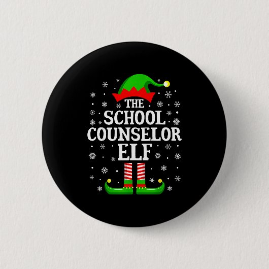 School Counselor Elf Funny Christmas Family Matchi Ronde Button 5,7 Cm (Voorkant)