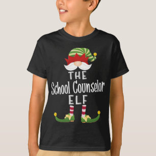 School Counselor Elf Kerstmis Funny Pajama Party T-shirt