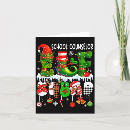School Counselor Elf Squad Xmas Colorful Elf Hat S Kaart (Voorkant)