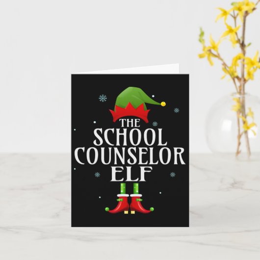 School Counselor Elf Xmas Matching Family Group CH Kaart (Gele Bloem)