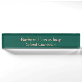 School Counselor Groen Acryl Naambordje (Voorkant)