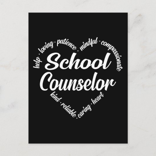 School Counselor Heart Word Cloud Feestdagenkaart (Voorkant)