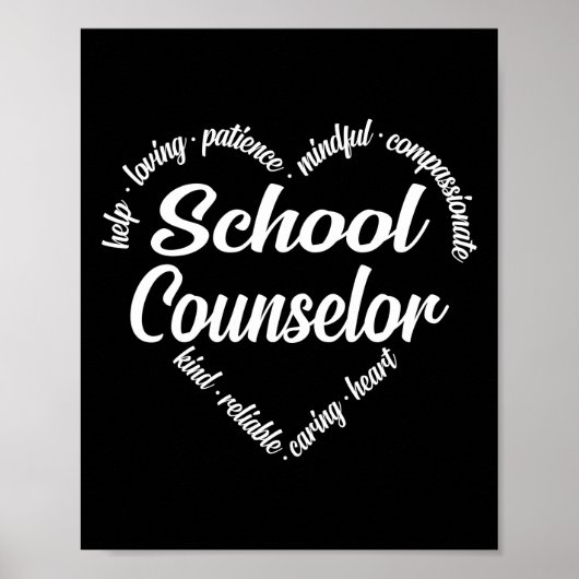 School Counselor Heart Word Cloud Poster (Voorkant)