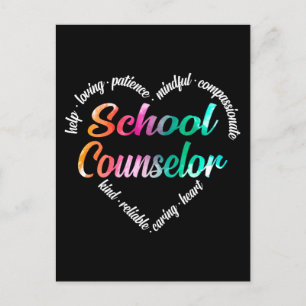 School Counselor Heart Word Cloud Waterverf Feestdagenkaart