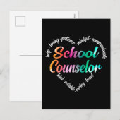 School Counselor Heart Word Cloud Waterverf Feestdagenkaart (Voorkant / Achterkant)