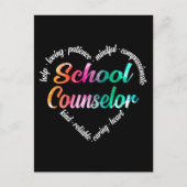 School Counselor Heart Word Cloud Waterverf Feestdagenkaart (Voorkant)