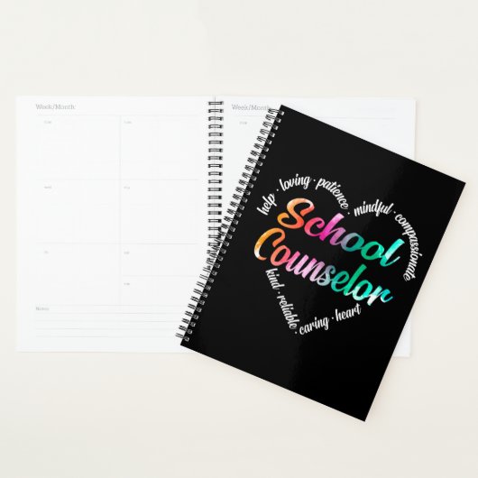 School Counselor Heart Word Cloud Waterverf Planner (Display)