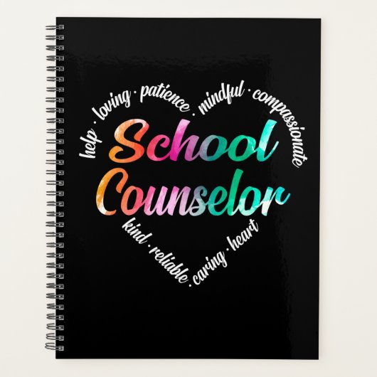 School Counselor Heart Word Cloud Waterverf Planner (Voorkant)