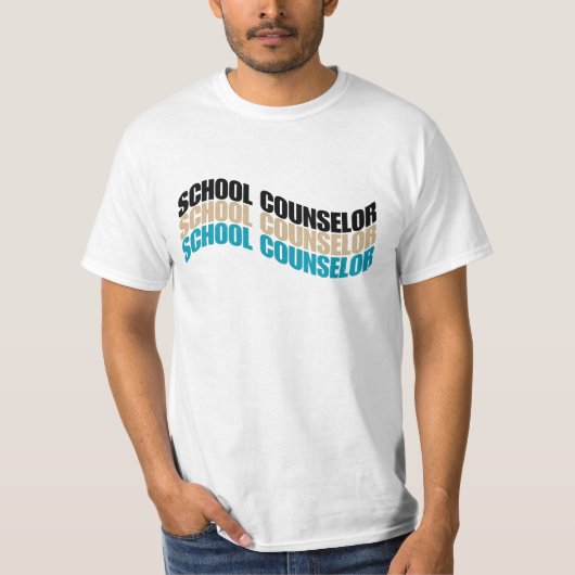 School Counselor in golvende tekst Eenvoudige Mann T-shirt (Voorkant)