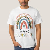 School Counselor Leopard Rainbow Appreciation Back T-shirt (Voorkant)
