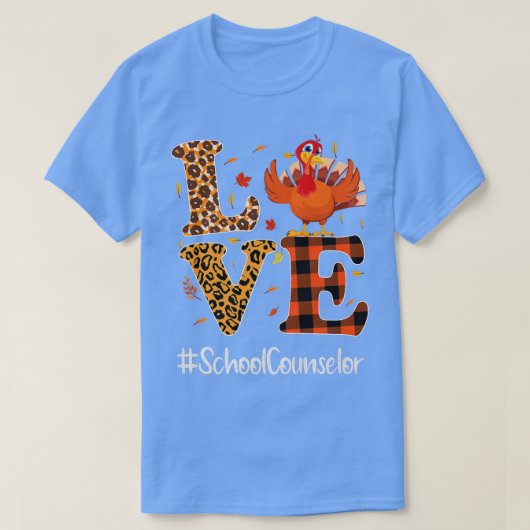 School Counselor Love Thanksgiving Leopard Turkey T-shirt (Design voorkant)