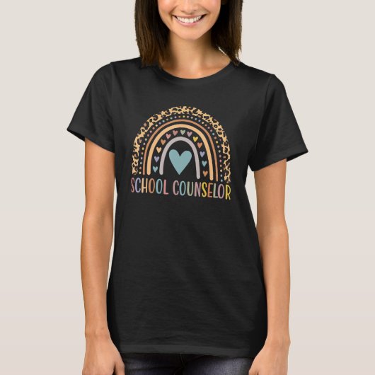 School Counselor Rainbow Leopard Back To School T-shirt (Voorkant)