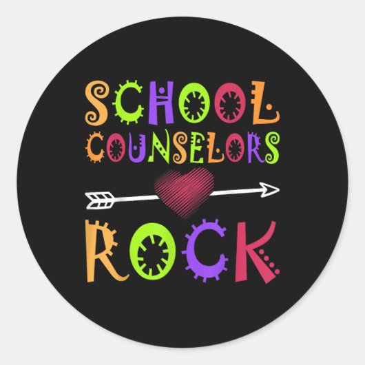 School Counselor Rock Heart Book School Counseling Ronde Sticker (Voorkant)