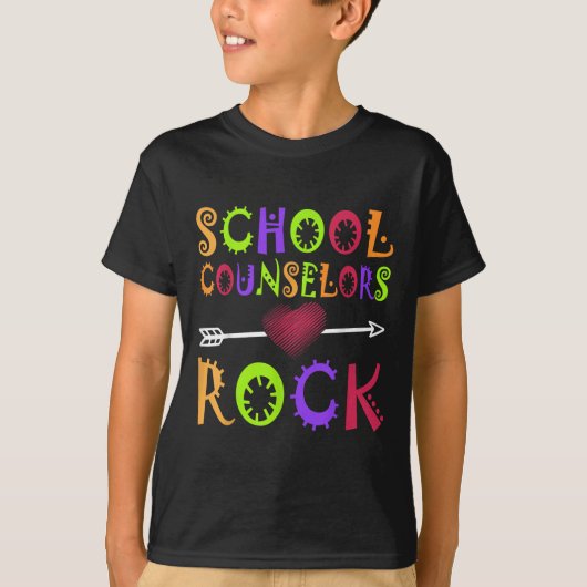 School Counselor Rock Heart Book School Counseling T-shirt (Voorkant)