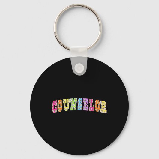 School Counselor Squad Docent Floral terug naar sc Sleutelhanger (Voorkant)