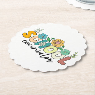 School Counselor Wildflower Leraar Schattige Mama  Kartonnen Onderzetters