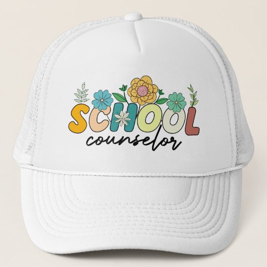 School Counselor Wildflower Leraar Schattige Mama  Trucker Pet (Voorkant)