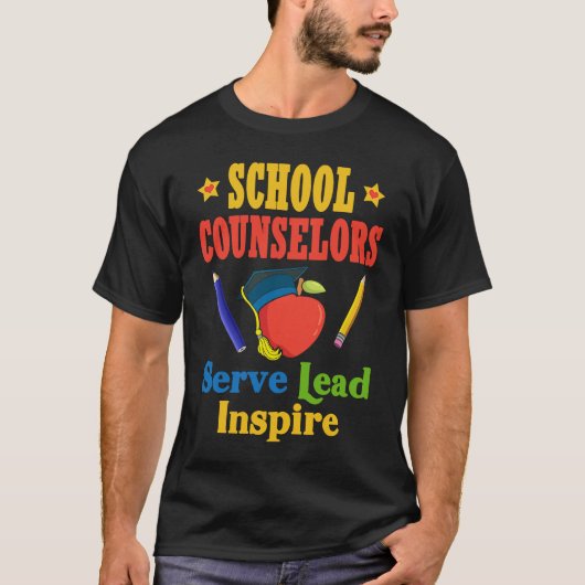 School Counselors Serve Lead Inspire Love Work T-shirt (Voorkant)