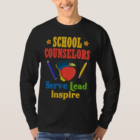 School Counselors Serve Lead Inspire Love Work T-shirt (Voorkant)