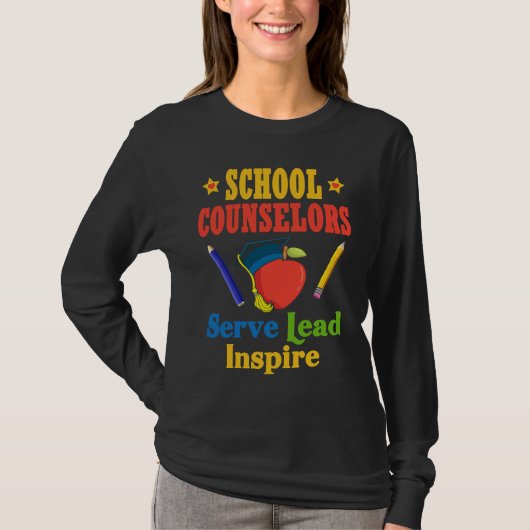 School Counselors Serve Lead Inspire Love Work T-shirt (Voorkant)