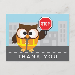 School Crossing Guard Cute Owl Dank je Briefkaart
