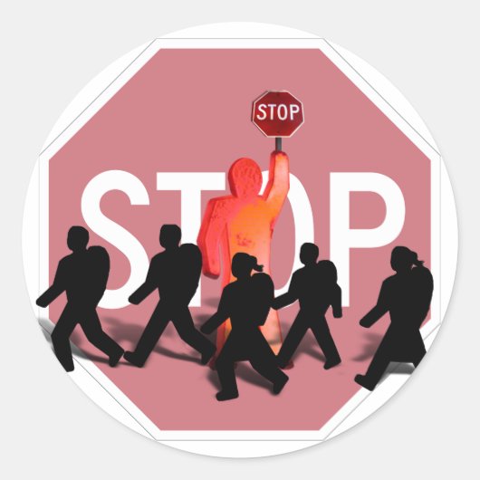 School Crossing Guard Ronde Sticker (Voorkant)