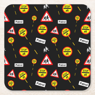 School Crossing Patrol Lollipop Road Signs Kartonnen Onderzetters