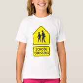School Crossing Sign Meisjes T-shirt (Voorkant)