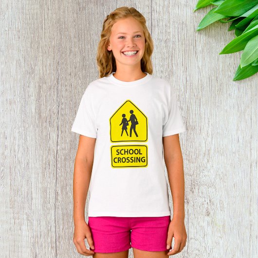 School Crossing Sign Meisjes T-shirt