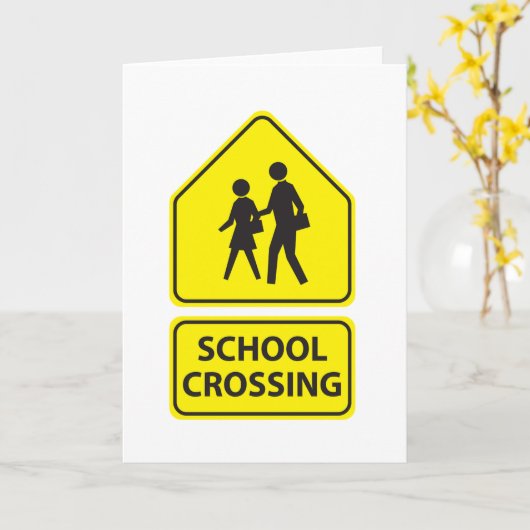School Crossing Sign Wenskaarten Kaart (Gele Bloem)