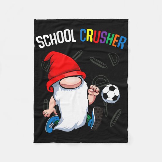 School Crusher Byck To School Cute Gnome Soccer St Fleece Deken (Voorkant)