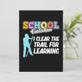 School Custodian Clear Trail Caretaker Janitor Gra Bedankkaart (Staand voorkant)