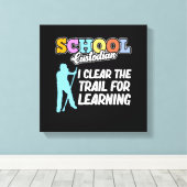 School Custodian Clear Trail Caretaker Janitor Gra Canvas Afdruk (Insitu (Houten vloer))
