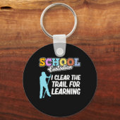 School Custodian Clear Trail Caretaker Janitor Gra Sleutelhanger (Voorkant)