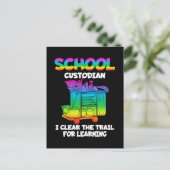 School Custodian Colorful Janitor Caretaker Briefkaart (Staand voorkant)