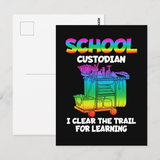 School Custodian Colorful Janitor Caretaker Briefkaart (Voorkant / Achterkant)
