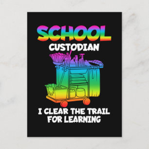 School Custodian Colorful Janitor Caretaker Briefkaart