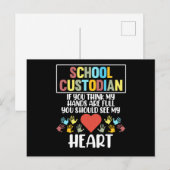 School Custodian Heart Caretaker Janitor Appreciat Briefkaart (Voorkant / Achterkant)