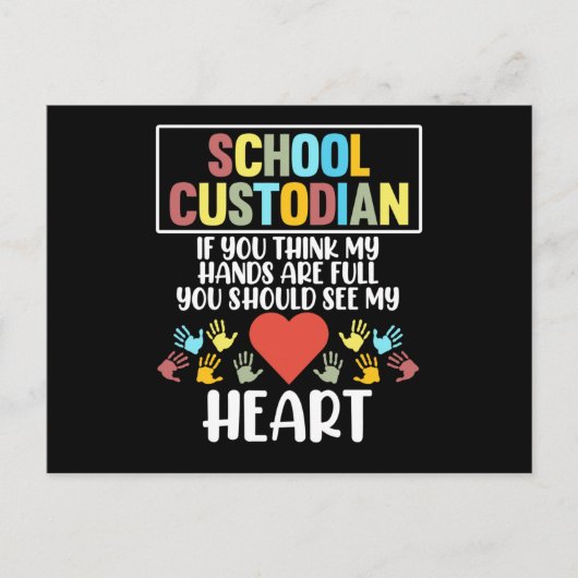 School Custodian Heart Caretaker Janitor Appreciat Briefkaart (Voorkant)