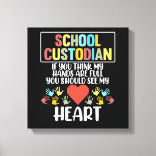 School Custodian Heart Caretaker Janitor Appreciat Canvas Afdruk